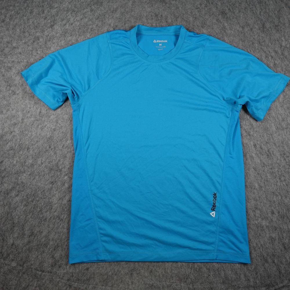 Reebok Shirt Mens Medium Blue Short Sleeve Performance Activewear Crew Neck Tee